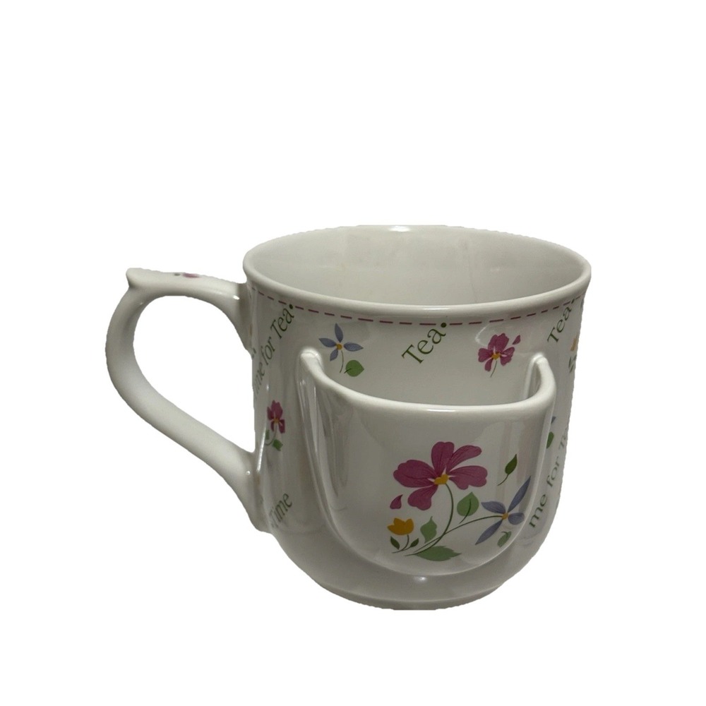 Papel "Time for Tea" Tea Cup with Thumb Rest & Tea Bag Holder Made in Taiwan